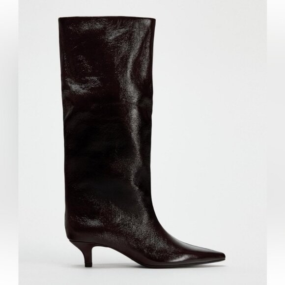 ZARA KITTEN HEEL KNEE HIGH BOOTS - Picture 1 of 4